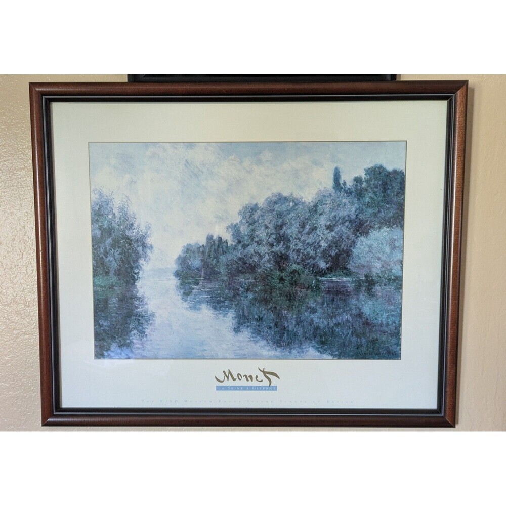 Claude Monet La Seine A Giverny Art Print Matted Framed 18x21